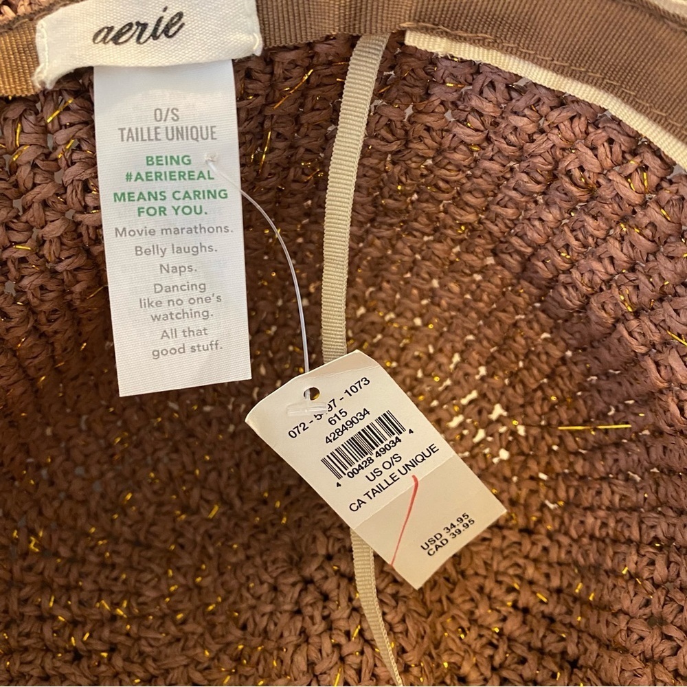Aerie nwt unmet bohemian Brown Woven Hat one size - Picture 7 of 7